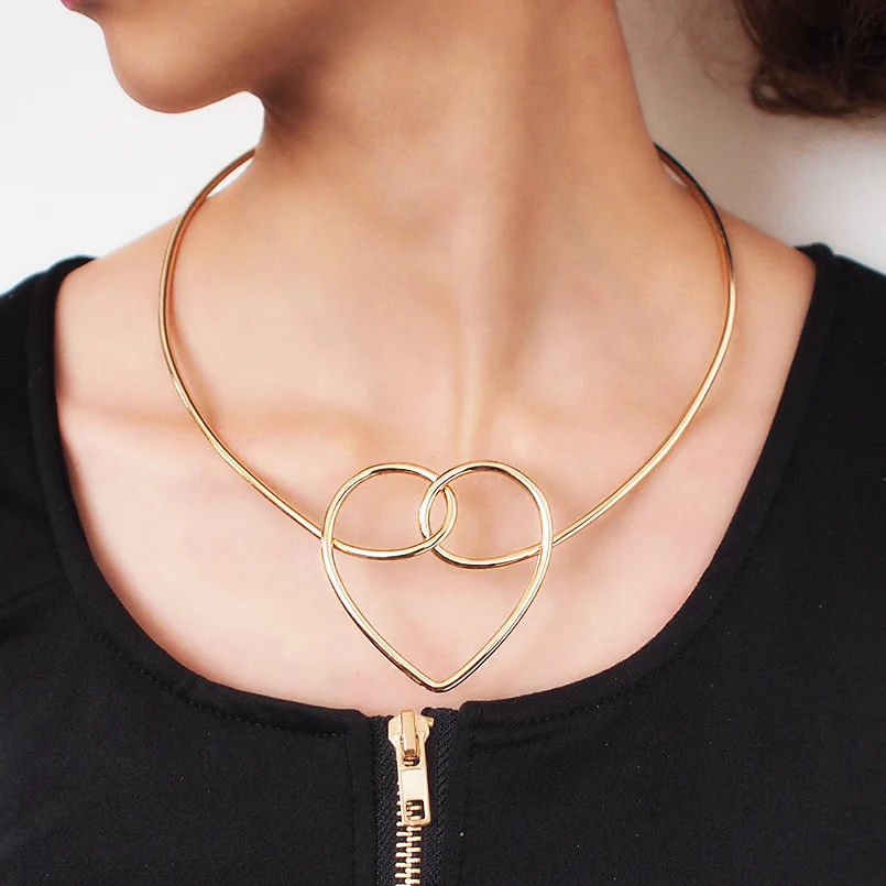 Punk Alloy Gold Color Chokers Necklace Metal Geometric Statement Necklace For Women Jewelry Accessories 2022 UKEN