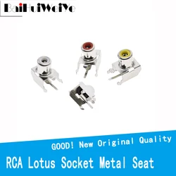 5Pcs/Lot RCA Lotus Socket Metal Seat AV-103B Red White Yellow Single Hole Lotus Connector 2PIN AV-8.4-3 RCA
