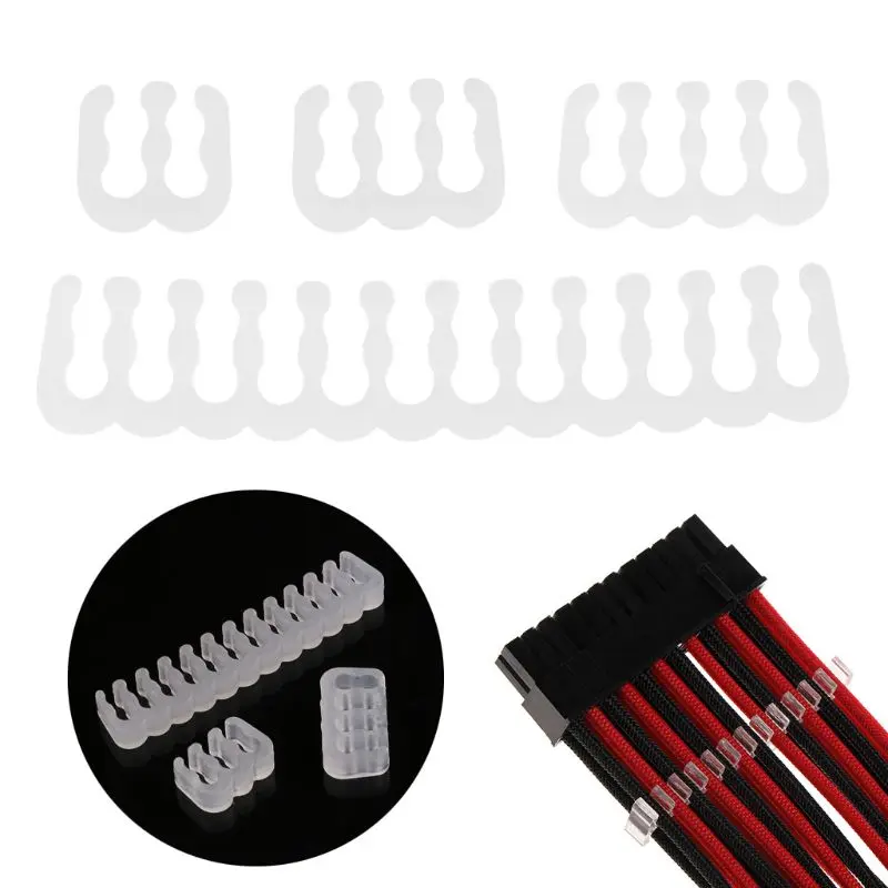 16Pcs/Set PP Cable Comb/Clamp/Clip/Organizer/Dresser for 2.5-3.2mm PC Power Cables Wiring 4/6/8/24 Pin Computer Cable Manager