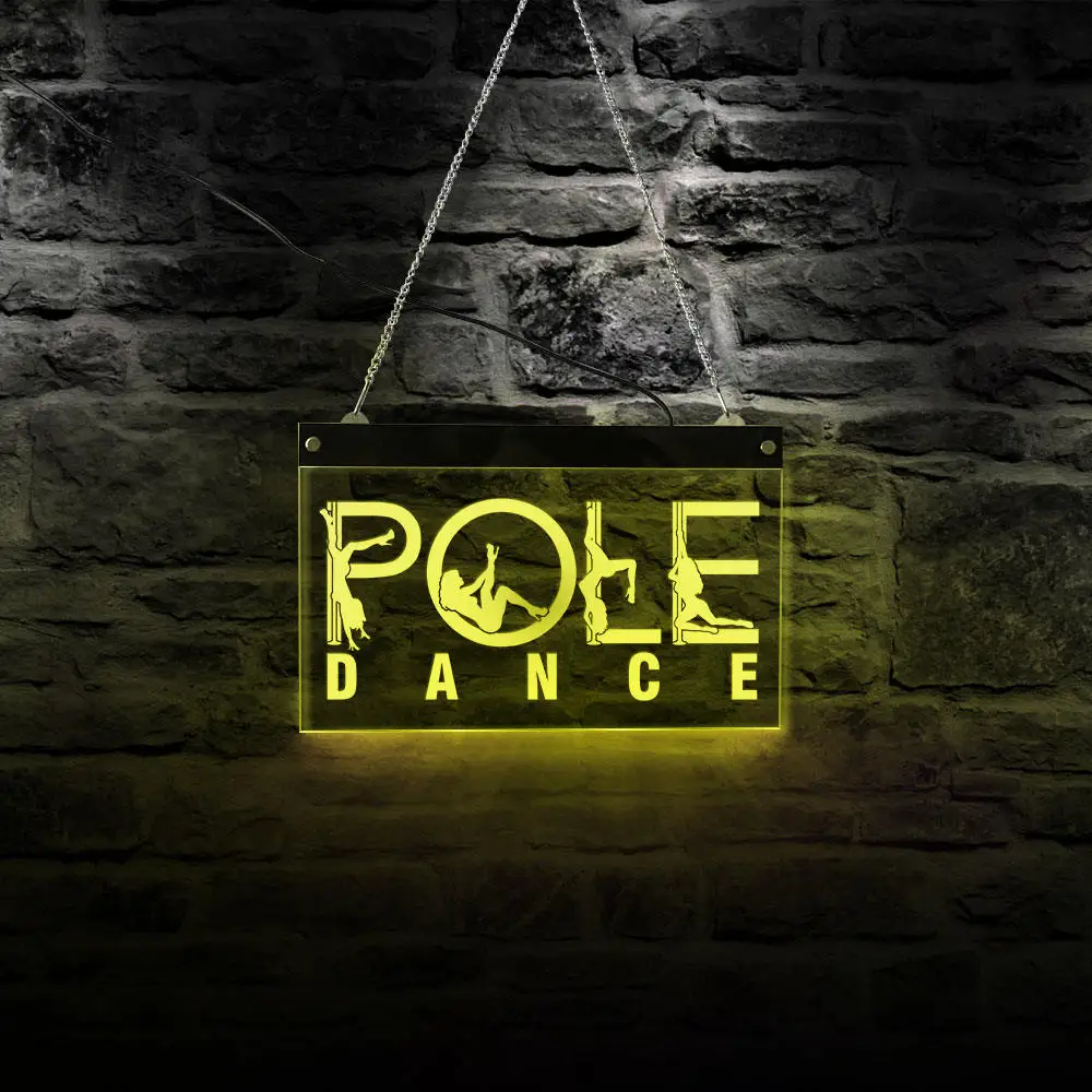 Pole Dance Multi-Colors Changing LED Light Sign Sexy Girl Dancer Rectangle Acrylic LED Neon Sign Board Dance Club Business Sign