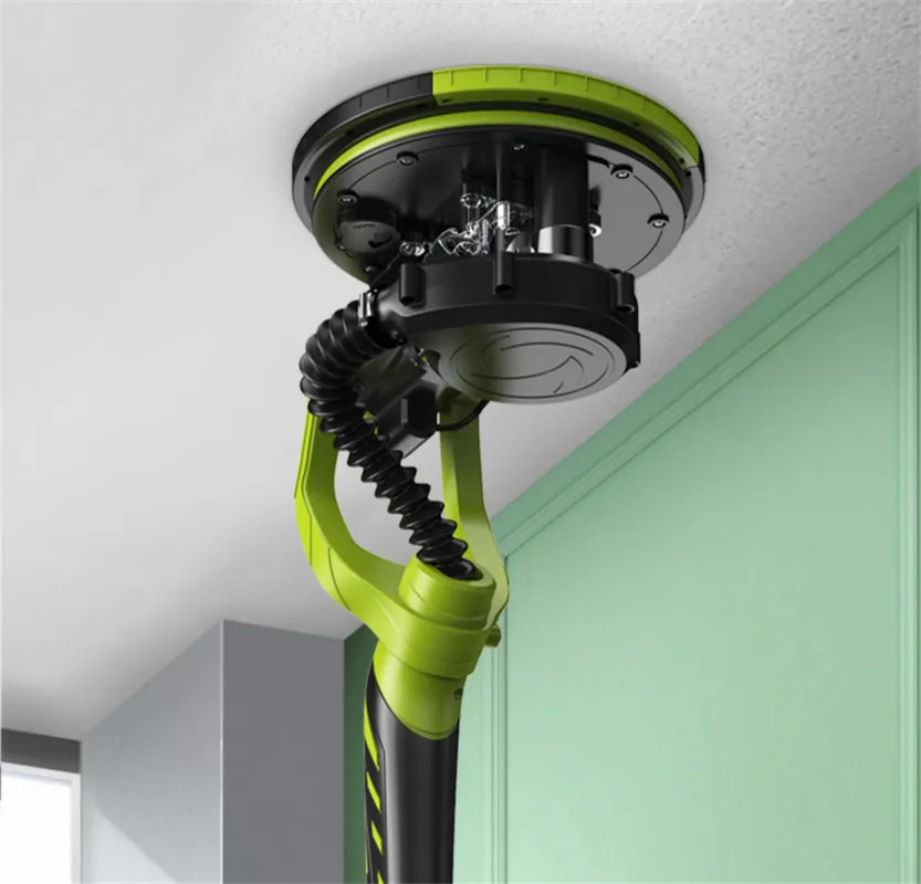 220V 810W 1.9m télescopique à main longue perche mur rectifieuse, disque ponceuse, auto-amorçante de collecte de poussière, LUMIÈRE LED