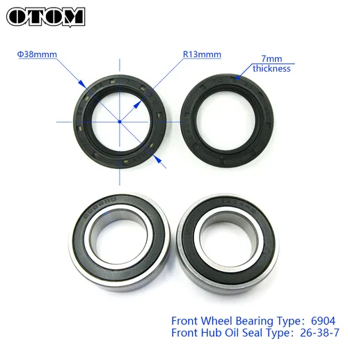 Imagen 2 del producto OTOM-rodamiento de rueda delantera para motocicleta, Kit de sello de aceite de cubo, rodillo para YAMAHA YZ250F, YZ250FX, YZ450F, Motocross, 26x38x7mm, 6904