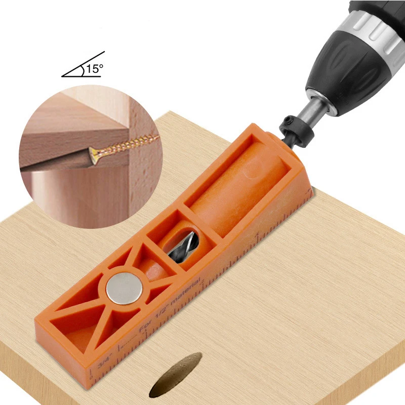 Woodworking Pocket Hole Clamp Angle Drill Guide kit Hole Punch Positioner Drill for DIY Woodworking Tools Hole Locator