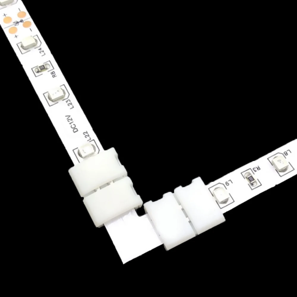 10PCS Solderless L Shape 90 Degree Corner Connectors Rgb 4 Pin Connectors For 12V 5050 10mm Width LED RGB Strip