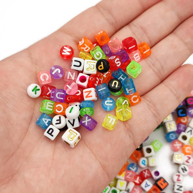 6/7MM Mixed Colour Square Flat Round Alphabet Acrylic Spacers Letter Loose Beads For Jewelry Making DIY Bracelet Accessories