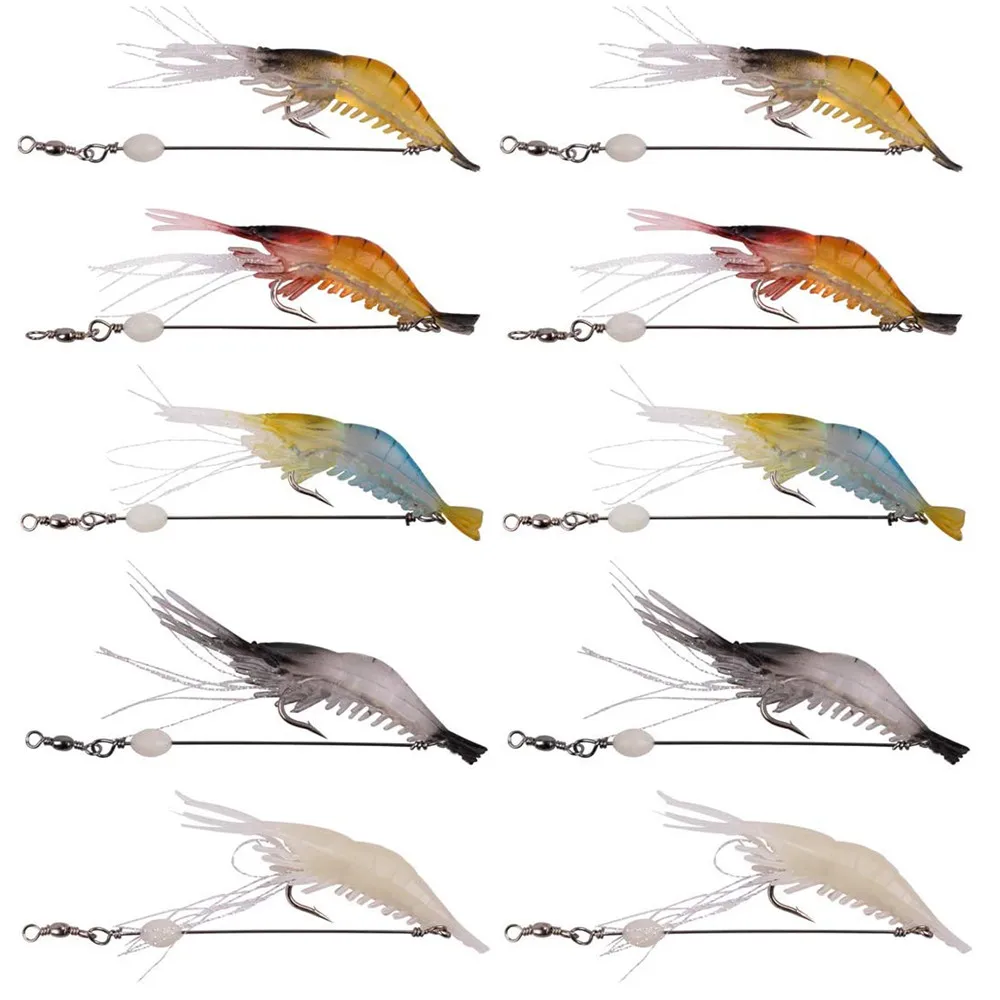 

10 шт./20 шт. креветка приманка набор мягкий силиконовый приманка в виде креветки, приманки для рыбалки, светящиеся мягкие искусственные приманки с острыми крючками для бас форель