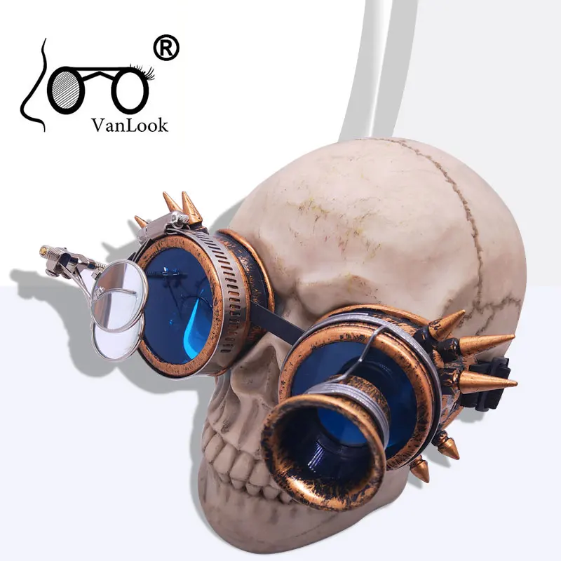 

Steampunk Festival Sunglasses Unusual Men‘s Punk Glasses Magnifying Lens Women Retro Party Goggles Vintage Rivet Stage Property