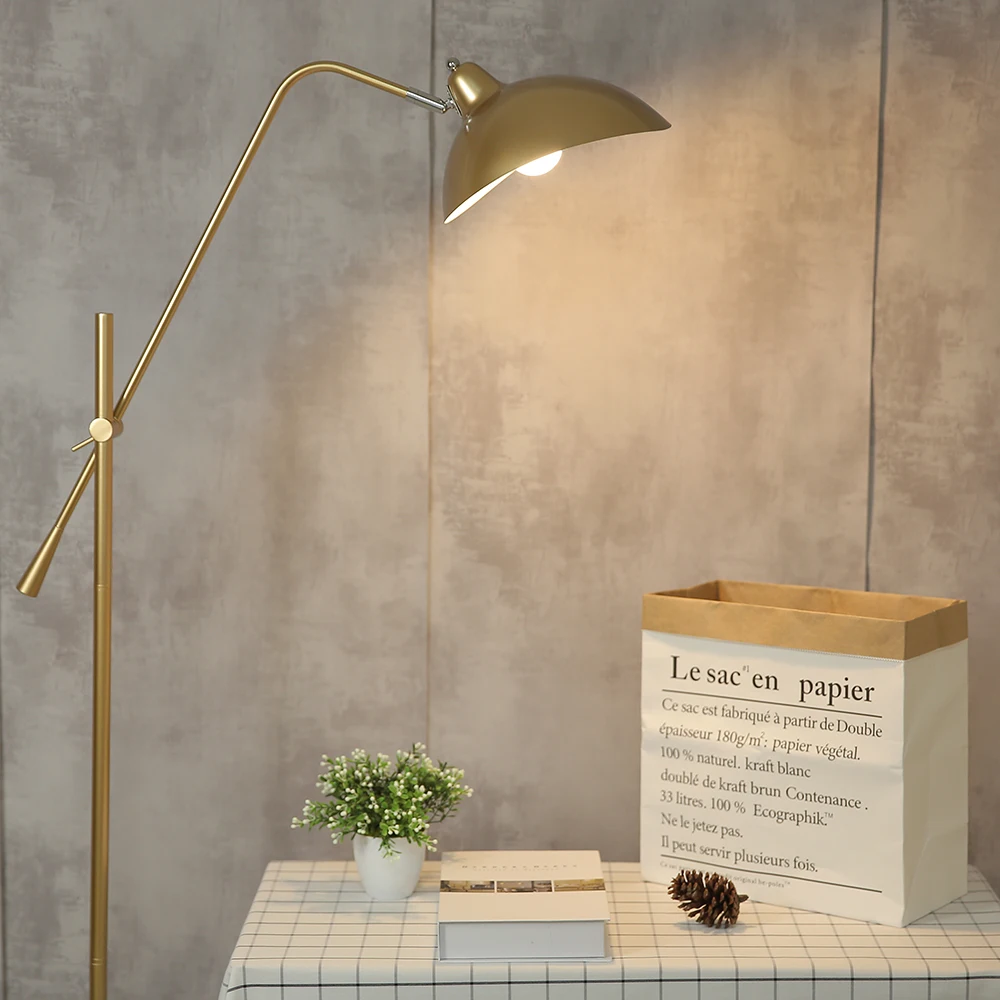 Lámparas de pie doradas simples nórdicas, lámpara de pie con Base de mármol, longitud ajustable, vestíbulo, sala de estar, accesorios E27