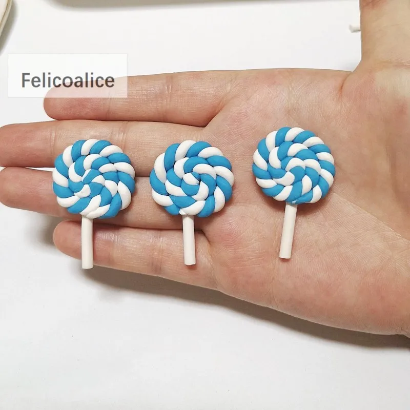 8 Stück Cabochons aus Kunstharz mit flacher Rückseite, Pastell-Konfetti-Charms, Süßigkeiten, Lutscher, Süßigkeiten, weicher Ton für Kinder, DIY-Telefondekoration – Detail 15