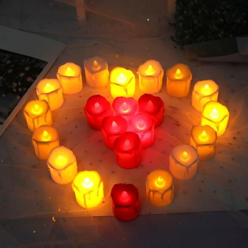 Creative LED Electronic Candle Light Flameless Small LED Tealight For Proposal Romantic Confession Wedding Decoration Props