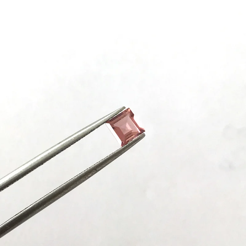 VANTJ Natural Pink Tourmaline Loose Gemstone Square 4mm for Silver Gold Women Jewelry Random Delivery