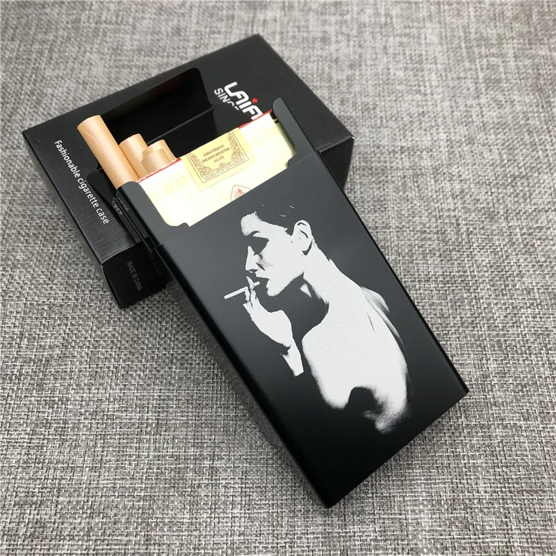 Customizd Somking Girl Aluminium Alloy Cigarette Case Boxes Ultra Thin  Cigarette Box Laser Engraved Diy Your Picture Gift