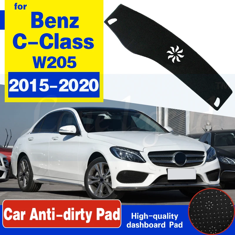 For Mercedes Benz C-Class W205 Anti-Slip Mat Dashboard Pad Sunshade Dashmat Carpet Accessories C-Klasse C180 C200 C220 C250 C300