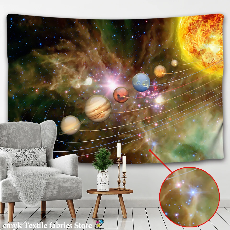 Universe Solar System Wall Hanging Tapestry Psychedelic Abstract Galaxy Hippie Retro Polyester Background Cloth Home Decor