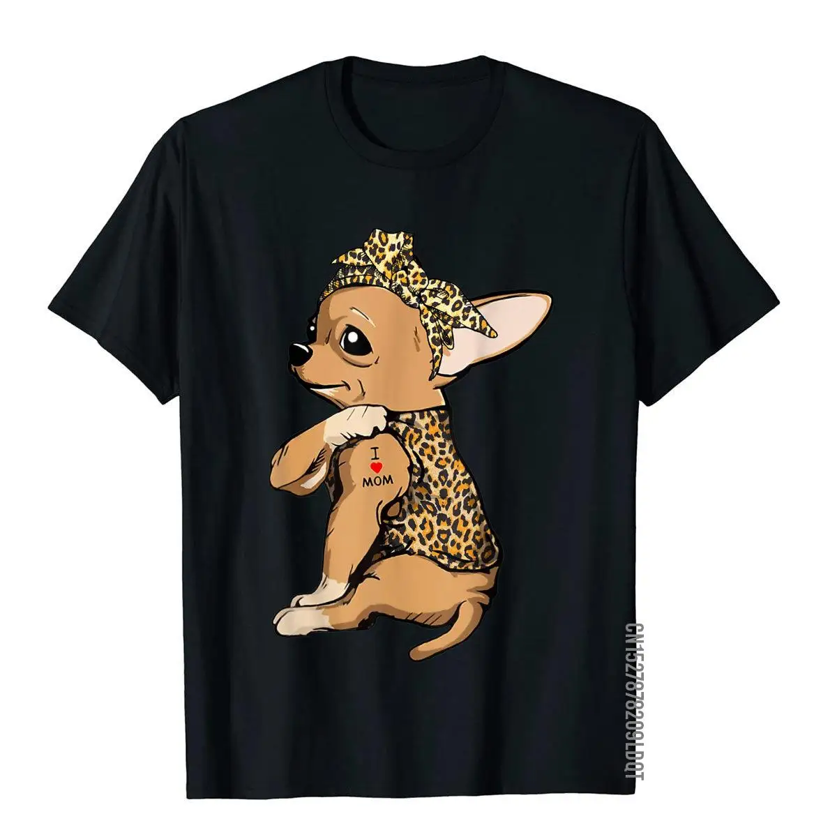 I Love Mom Tattoo Funny Chihuahua Dog With Bandana T-Shirt Top T-Shirts Hip Hop Company Mens Tops Shirt Street Cotton