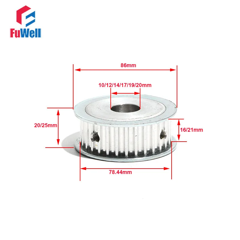 S5M-50T Timing Pulley 50Teeth Synchronous Belt Pulley 16/21mm Belt Width 10/12/14/17/19/20mm Bore Transmission Toothed Pulley