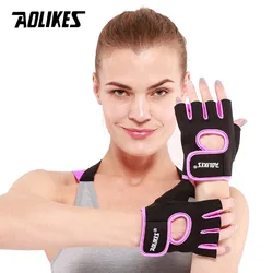 AOLIKES-guantes deportivos de medio dedo para hombre y mujer, guantes de muñeca de entrenamiento, resistencia antideslizante, levantamiento de pesas, 1 par