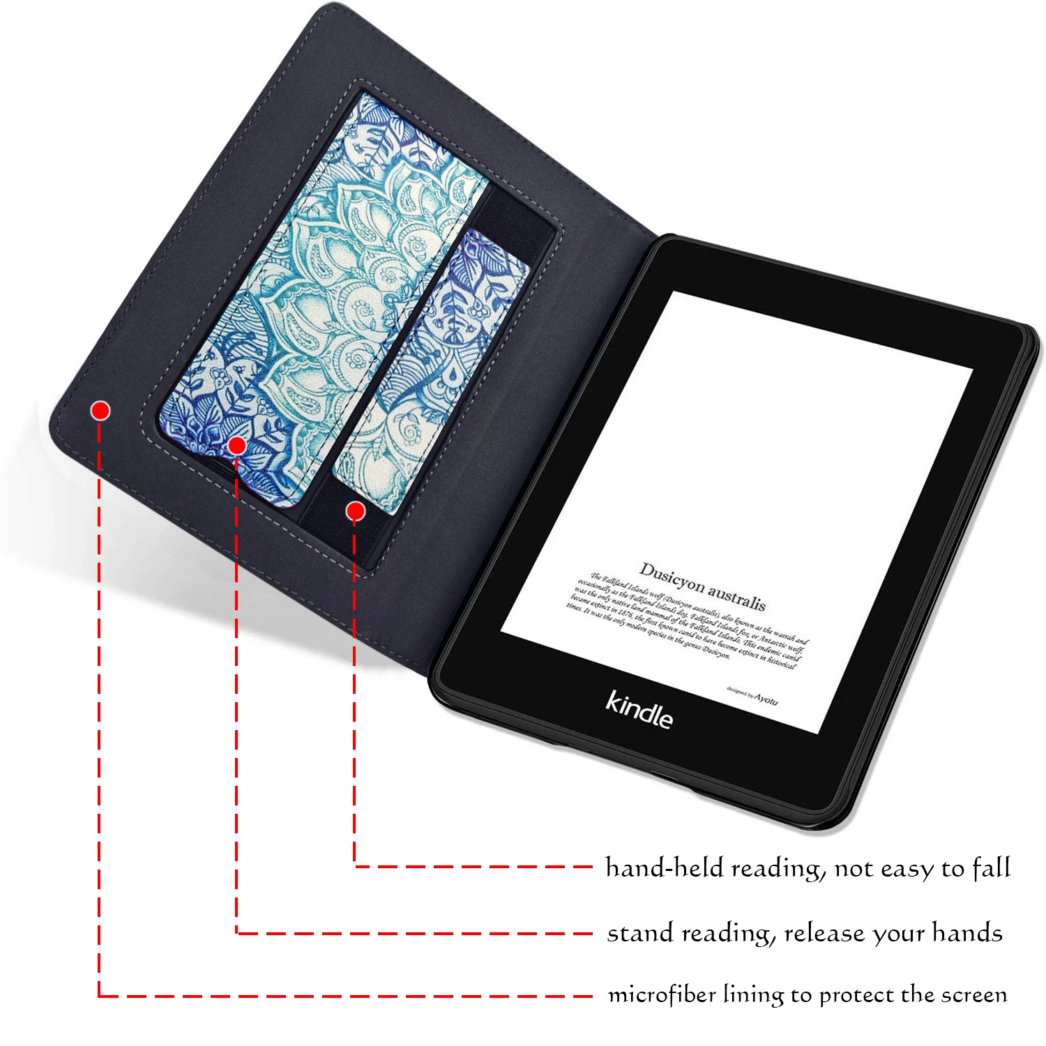 Folding Stand Case for All New Kindle 10th Generation 2019 Released (J9G29R) PU Leather Cover - with Auto Wake/Sleep Hand Strap