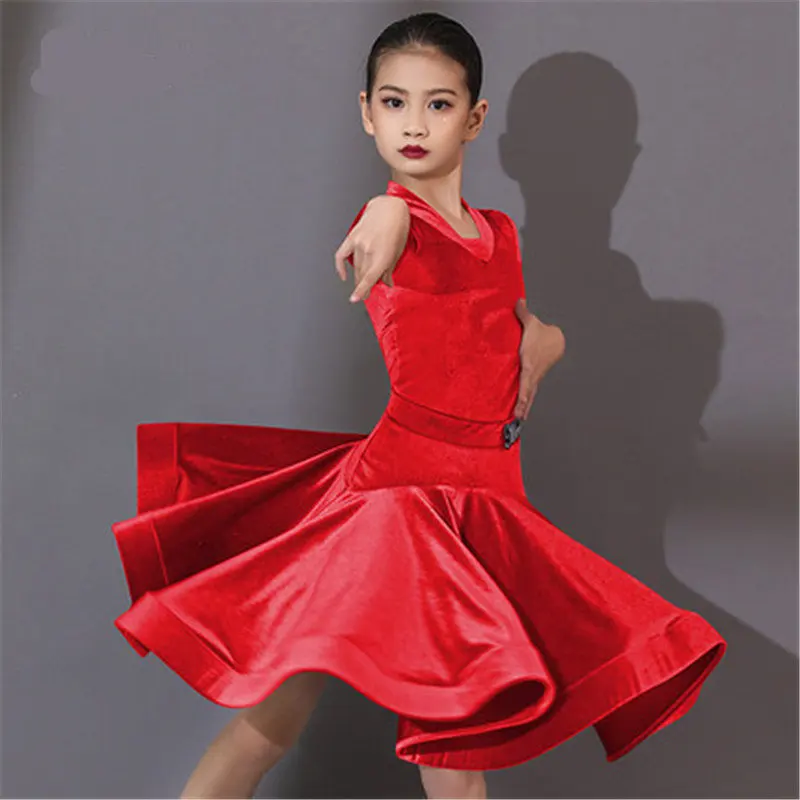 

Autumn And Winter Kids Dance Dresses for Girls Cha Cha Rumba Samba Jive Vestidos Dance Costume Ballrom Dancing Latin Dance Dress
