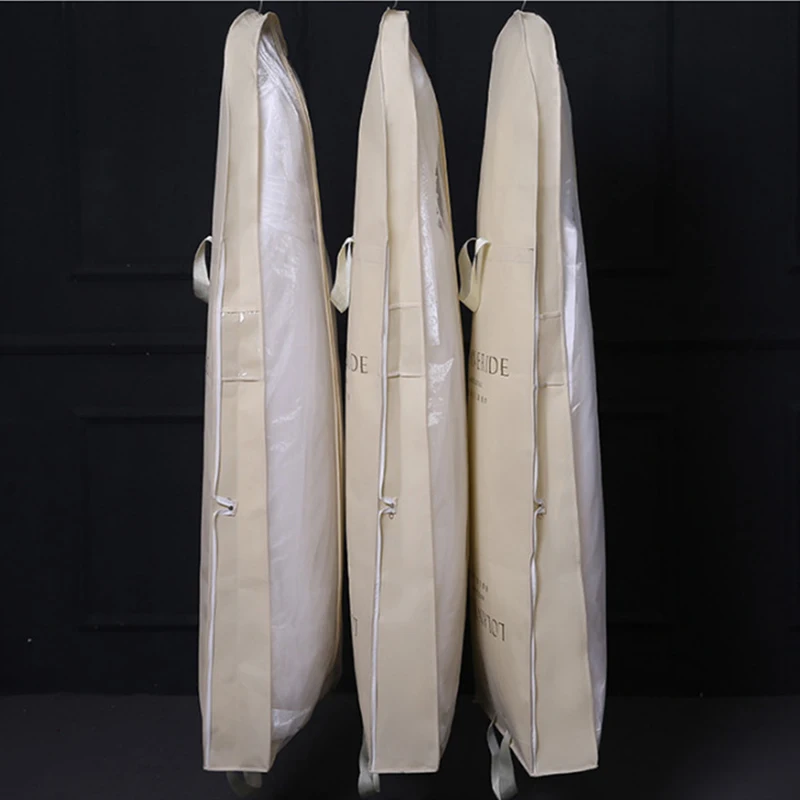 180cm Breathable Wedding Dress Garment Bags Hanging Clothes Dust Cover Storage Travel Bag Foldable Evening Gown Protective Cover