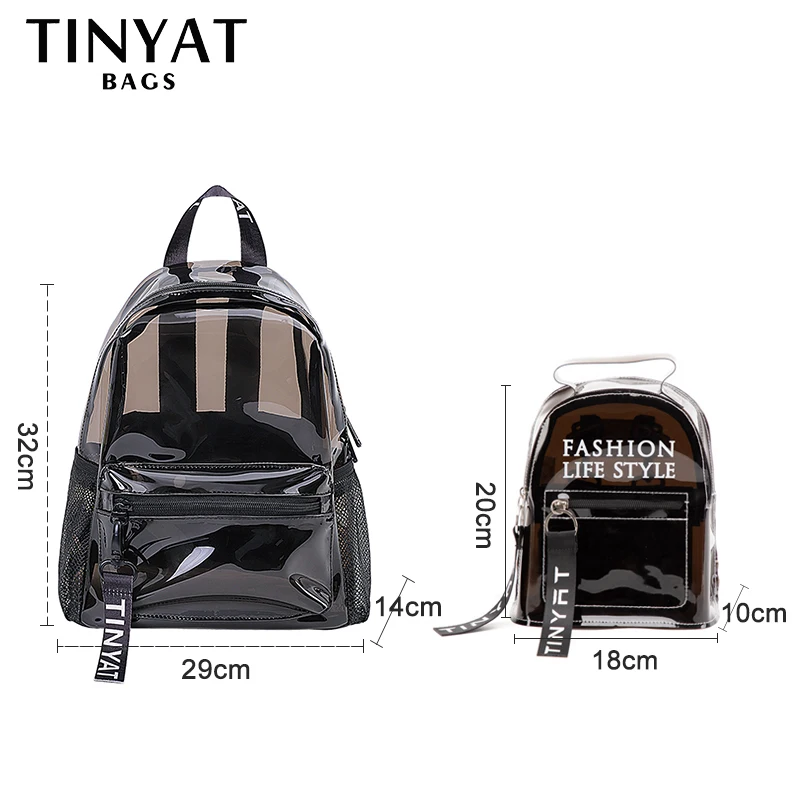 TINTAT Fashion Clear PVC Women Backpack New Trend Transparent Solid Backpack Travel School Backpack Bag for Girls Child Mochila