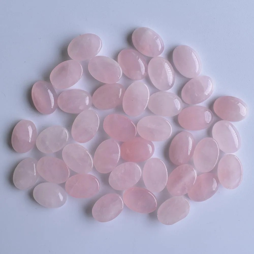 Großhandel mit hochwertigen natürlichen rosa Quarzsteinen, ovalen Cabochon-Perlen für die Schmuckherstellung, kostenloser Versand. – Detail 8