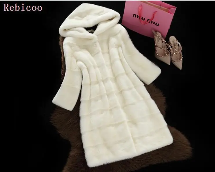 Fashion fake fur coat women full sleeve wave cut genuine rabbit fur warm winter coats and jackets with a hood