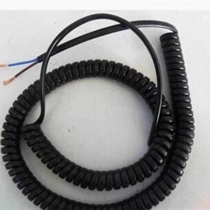 2 core Spring telescopic wire spiral cable 24AWG 20AWG 17AWG 14AWG 2.5m 5m 7.5m black color power cord expandable wire calbe