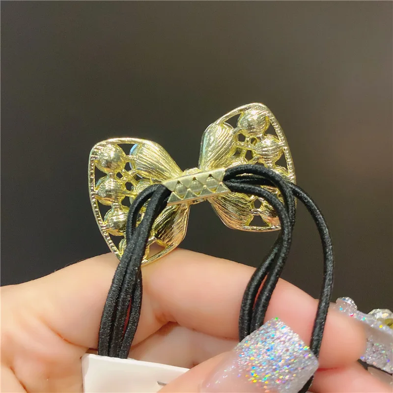 Flash Diamond Crystal Bow Knot Head Rope 2021 New Ball Hair Circle INS Simple Temperament Hair Rope