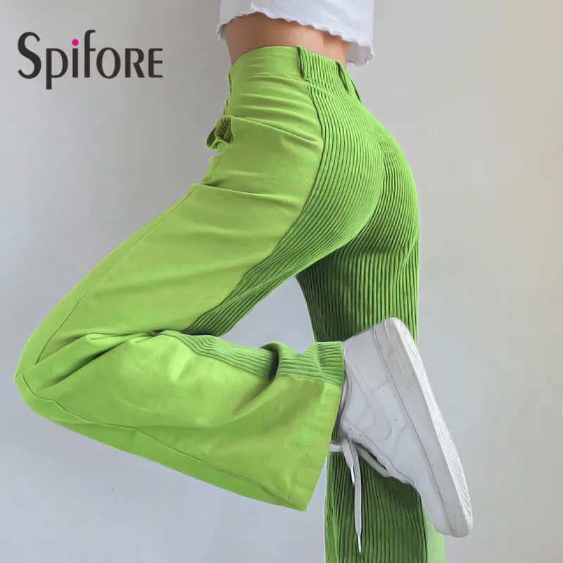 Spifore Velvet Flare Pants Y2K Pink New Fashion Floor Length Skinny Street Wear Chic High Waist Flared Trousers Women 2022