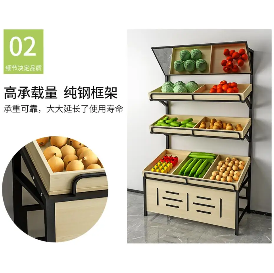 Fresh supermarket fruit shelf display shelf vegetable shelf fruit store vegetable shelf