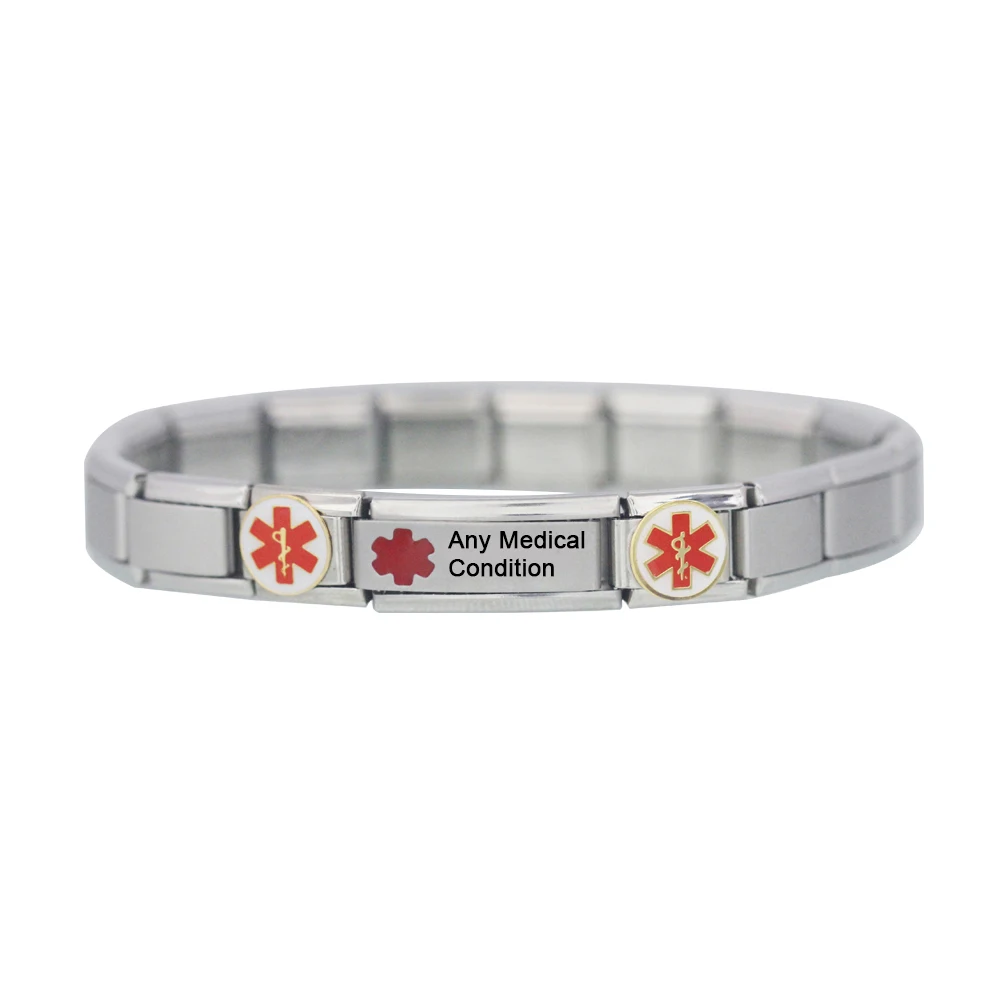 Customize 9mm Links Superlink Medical Alert Sign Disease Name Italian Charms Bracelet Fit Zoppini Boxer