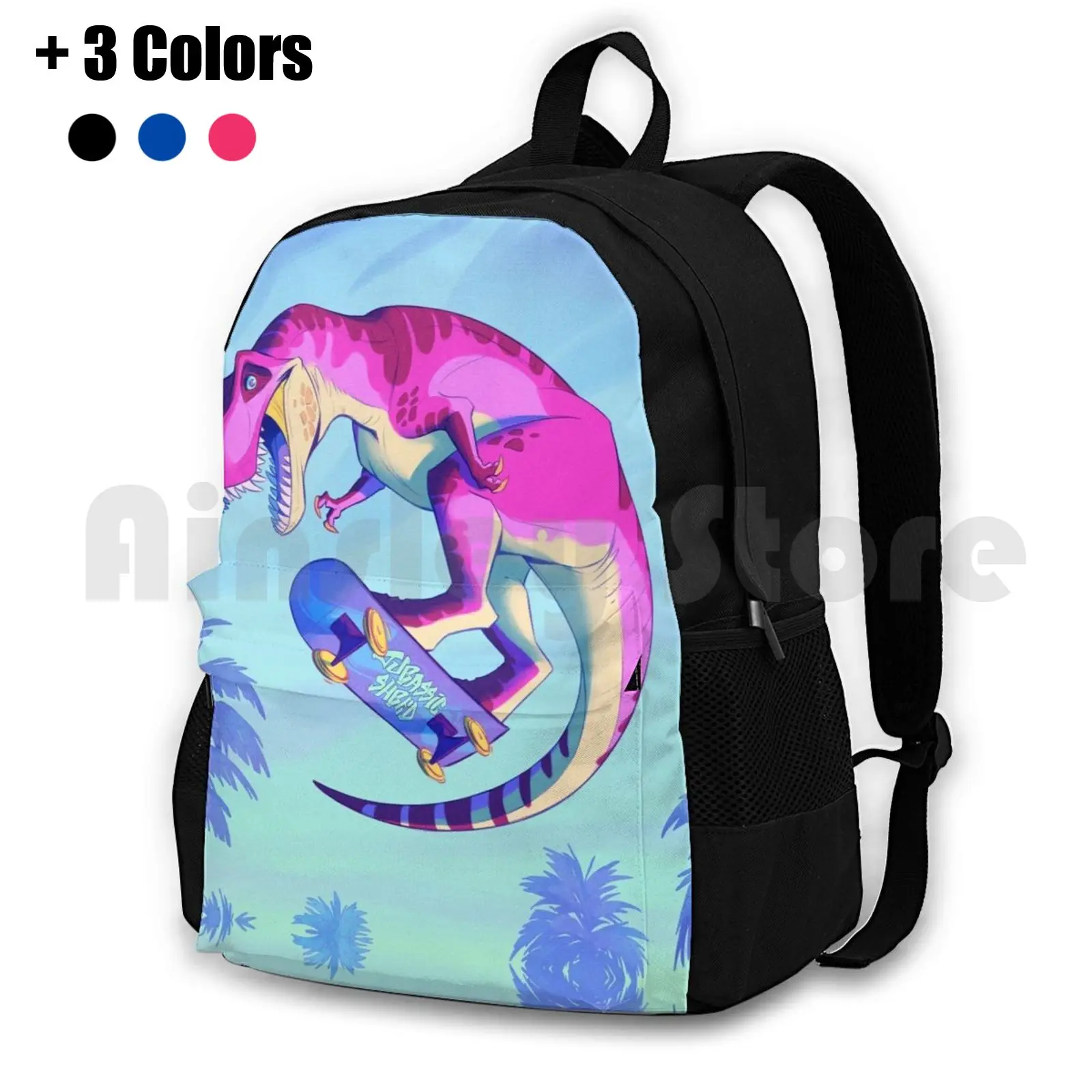 Shred Outdoor Hiking Backpack Riding Climbing Sports Bag Dinosaur Trex T Rex Skateboard Skateboarding Tyrannosaurus