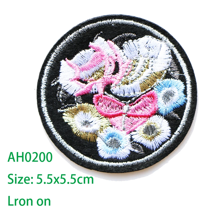 2 Pcs Rose Number Love round icon Embroidered Iron on Patches for Clothing DIY Stripes Clothes Patchwork Stickers Custom Badge