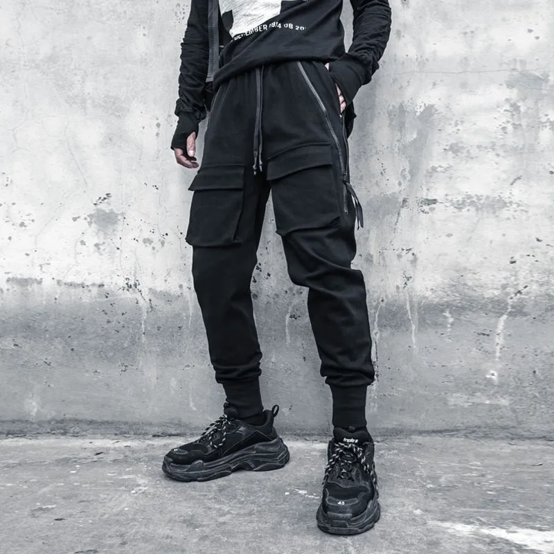 Men's Overalls Youth Trend Handsome Fashion Personality Versatile Fashion Cool Zipper Decorative Casual Pants Leggings