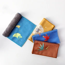 Tea Towel Microfiber Imitation Deerskin Double Layer Kung Fu Tea Set Towels Hand-painted Thickened Cleaning Cloth Kitchen Rag