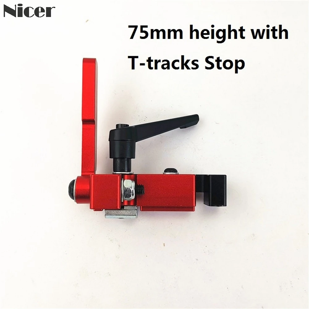 75mm Height With T-tracks Stop Miter Gauge Table Saw Aluminium Profile 75mm Height T-tracks Stopper Wood Working Tool