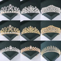 Trendy Gold Silver Color Crystal Tiara And Crowns Pearl Queen Princess Wedding Diadem New Hot Sale Women Bridal Hair Accessories