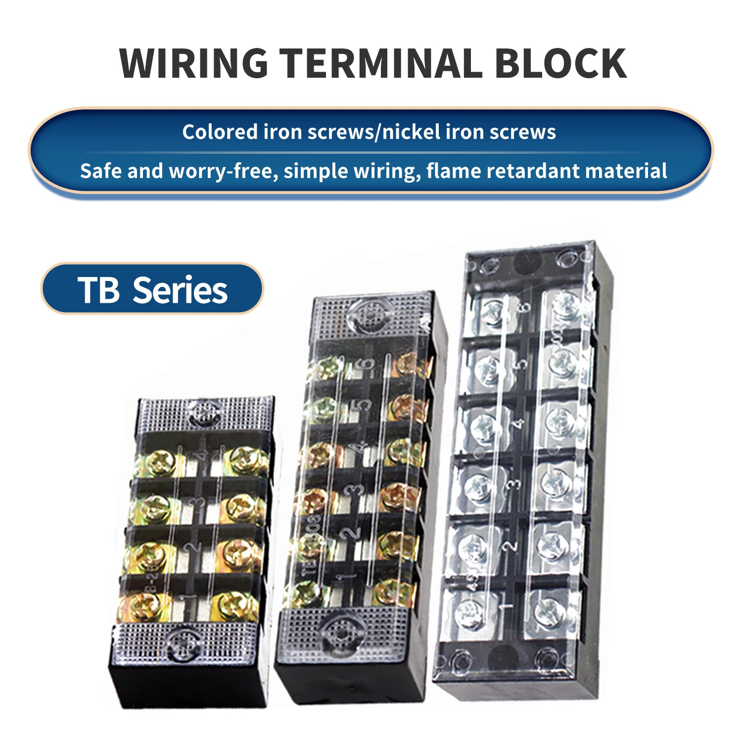 TB Series 3 4 5 6 8 10 12 Positions Ways 1pc 25A 600V Dual Row Barrier Screw Terminal Block Wire Connector Factory Wholesale