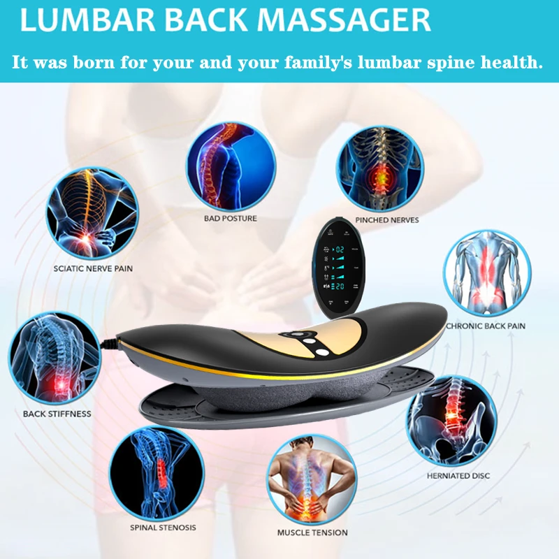 Electric Air Lumbar Traction Device Dynamic Back Massager Low Frequency Pulse Massage Heating Vibration Pain Relief Health Gift