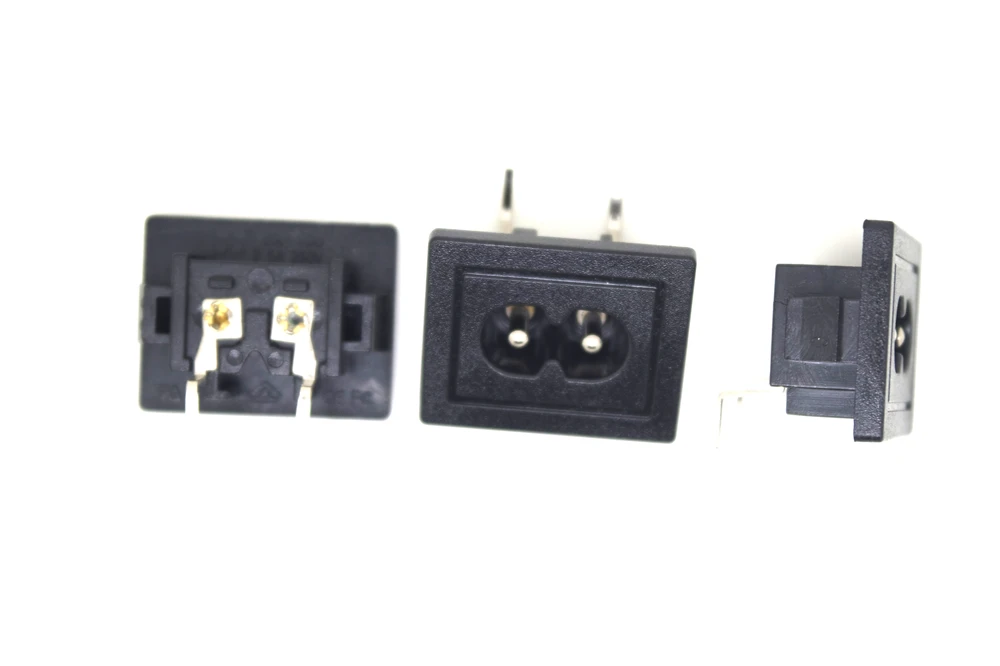 5/10 Pcs/lot AC250V 2.5A Iec320 Big C8 Male Plug black 2 Pins 2.0 Power Inlet Socket Connector 31*24mm Terminal Power Plug Inlet