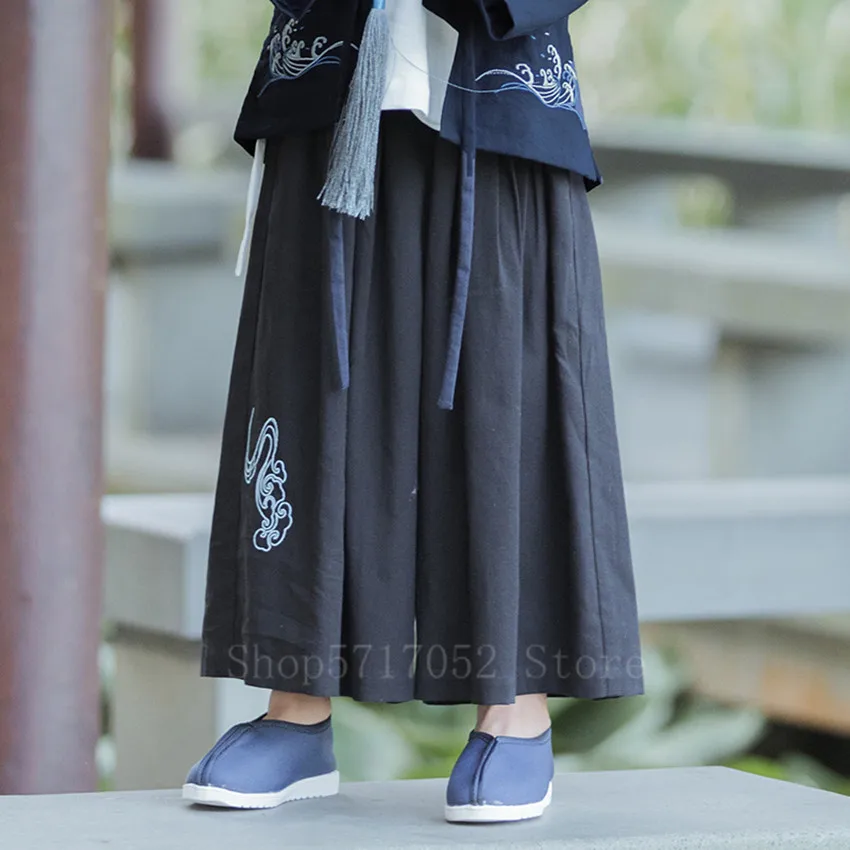 Asian Japanese Style Traditional Clothes Kimono Set Boy Fancy Streetwear Breathable Yukata Embroidery Fashion Hanfu Loose Outfit