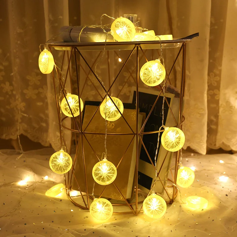 Creative Led Lemon Slices String Lights Battery USB Copper Wire Fairy Garden Lights for Party Wedding Christmas Decoration Lamps