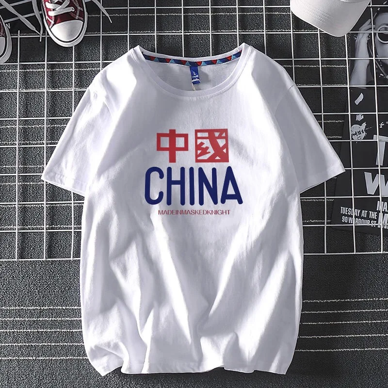 

2021 New Hip-hop Gothic Female Chinese Characters Print Short Sleeve Tops Tees Fashion Casual Lovers Couples Dress Pullover Tee