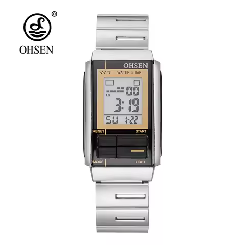 Waterproof Digital Lady Wristwatch Stopwatch Stainless Steel Strap Casual Fashion Women Watch Black LED Clocks relogio feminino