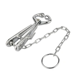 Cattle Nose Pliers with Chain Stainless Steel Cow Bovine Traction Pliers Bull Pulling Tool Farm Animals Livestock Equipments 1Pc