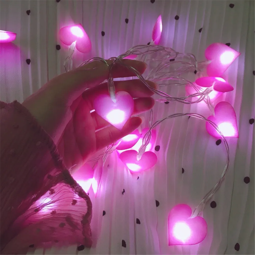 Lampki świąteczne na sznurku Love Heart Christmas LED Fairy Pink Girl girlanda żarówkowa dekoracja wnętrz w ogrodzie 1.5M 10 Led