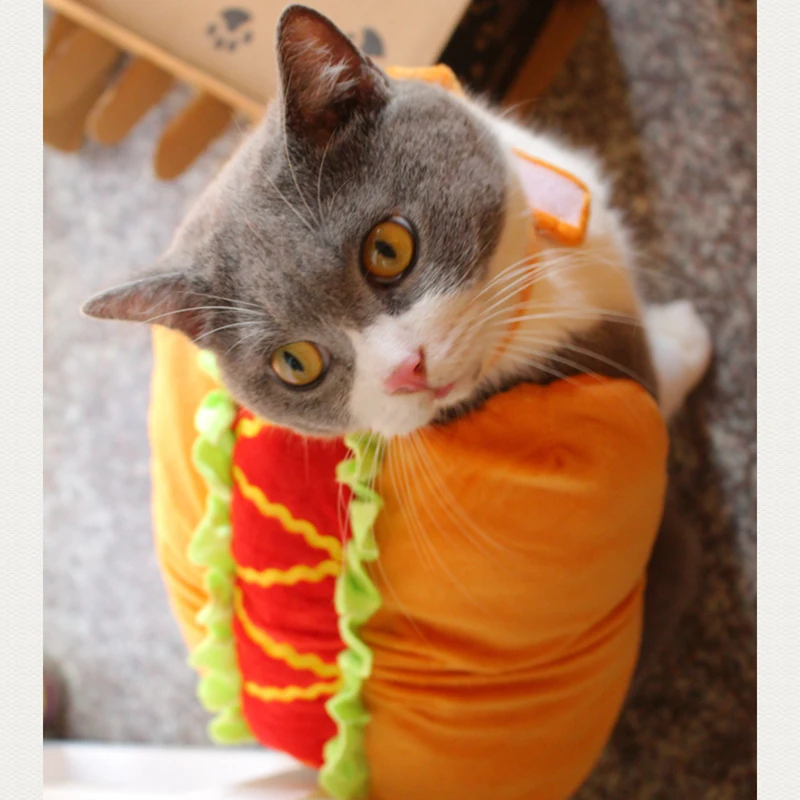 [MPK Pet Costumes] Pet Dog and Cat Costume, Cute Hotdog Sandwich Costume, Funny Hot Dog Clothes, Cat Costume