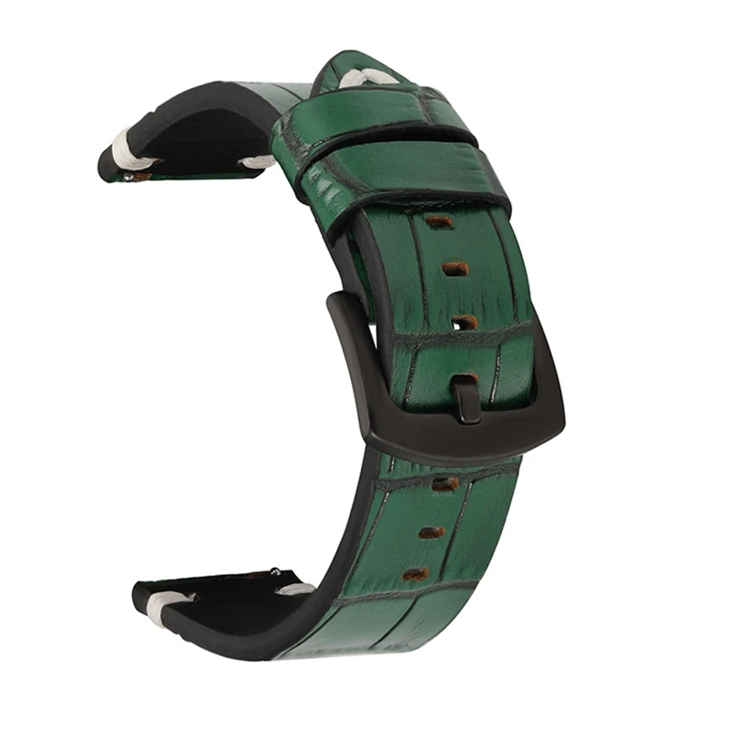 Vintage Calfskin Genuine Leather Watchband 20mm 22mm Hand-stitched Strap Bamboo Pattern Quick Release for Watch Accessories