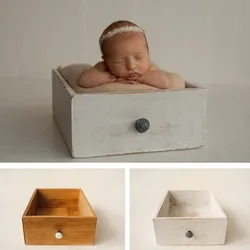 Newborn Photography Props Boy Girl Vintage Wooden Knob Drawer Baby Photo Accessories Box Studio Photoshoot Posing Bed Basket